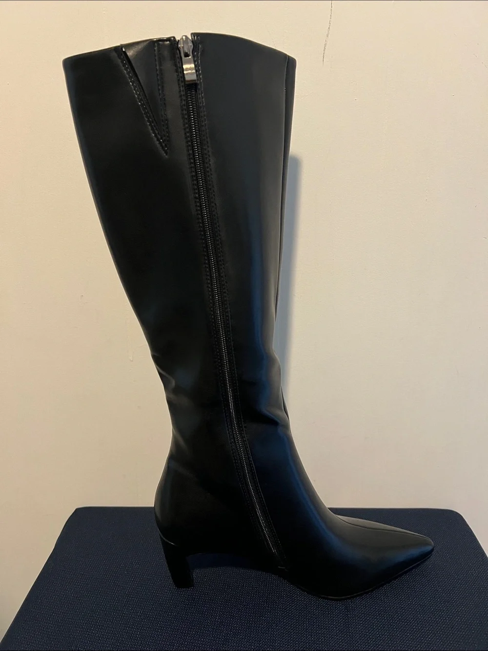 Sleek Black Over-the-Knee Pointed Toe Boots